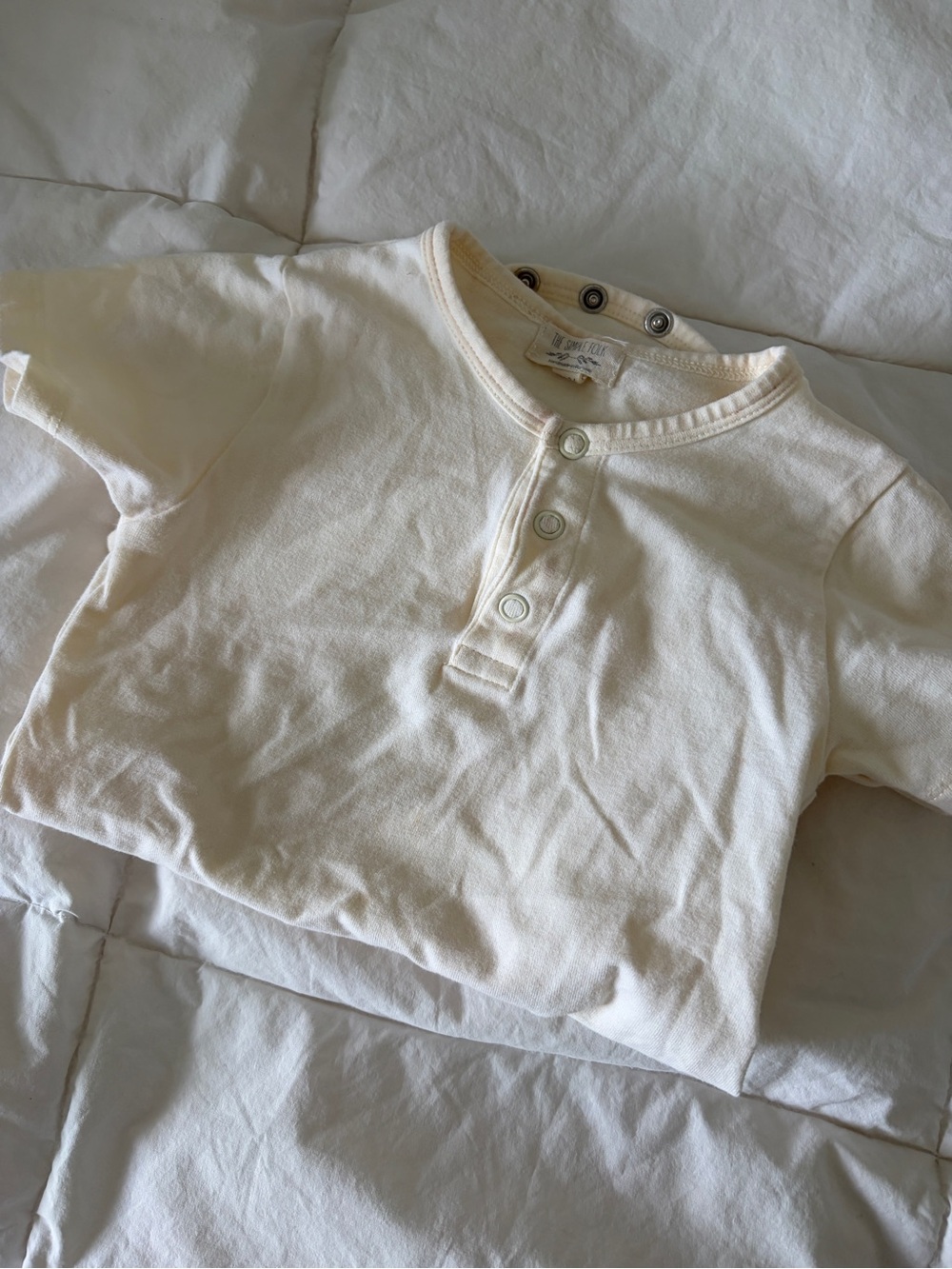 The Simple Folk Short-Sleeve Henley Onesie in Cream – Classic Everyday Top